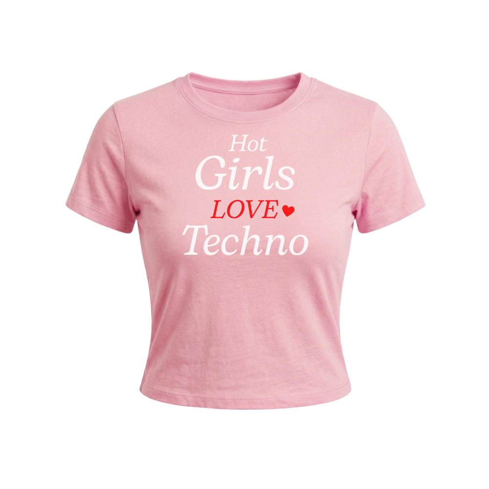 rozowa koszulka z napisem ''Hot Girls LOVE Techno''