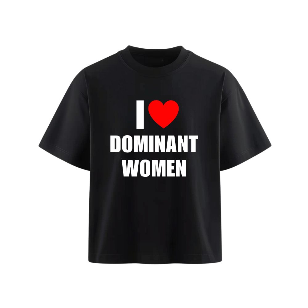 koszulka czarna z napisem ''i love dominant women''