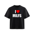 czarna koszulka z napisem ''I LOVE MILFS''