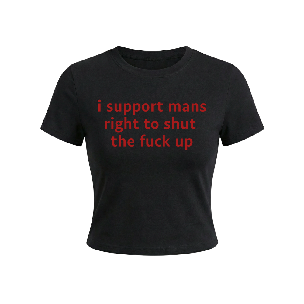 czarna koszulka z napisem i support mans right to stfu